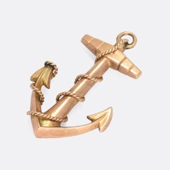 Antique Victorian Gold Anchor Pendant Necklace