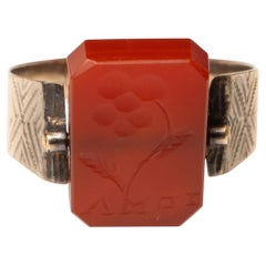 Antique Victorian Gold and Carnelian Carved Intaglio Reverable Ring