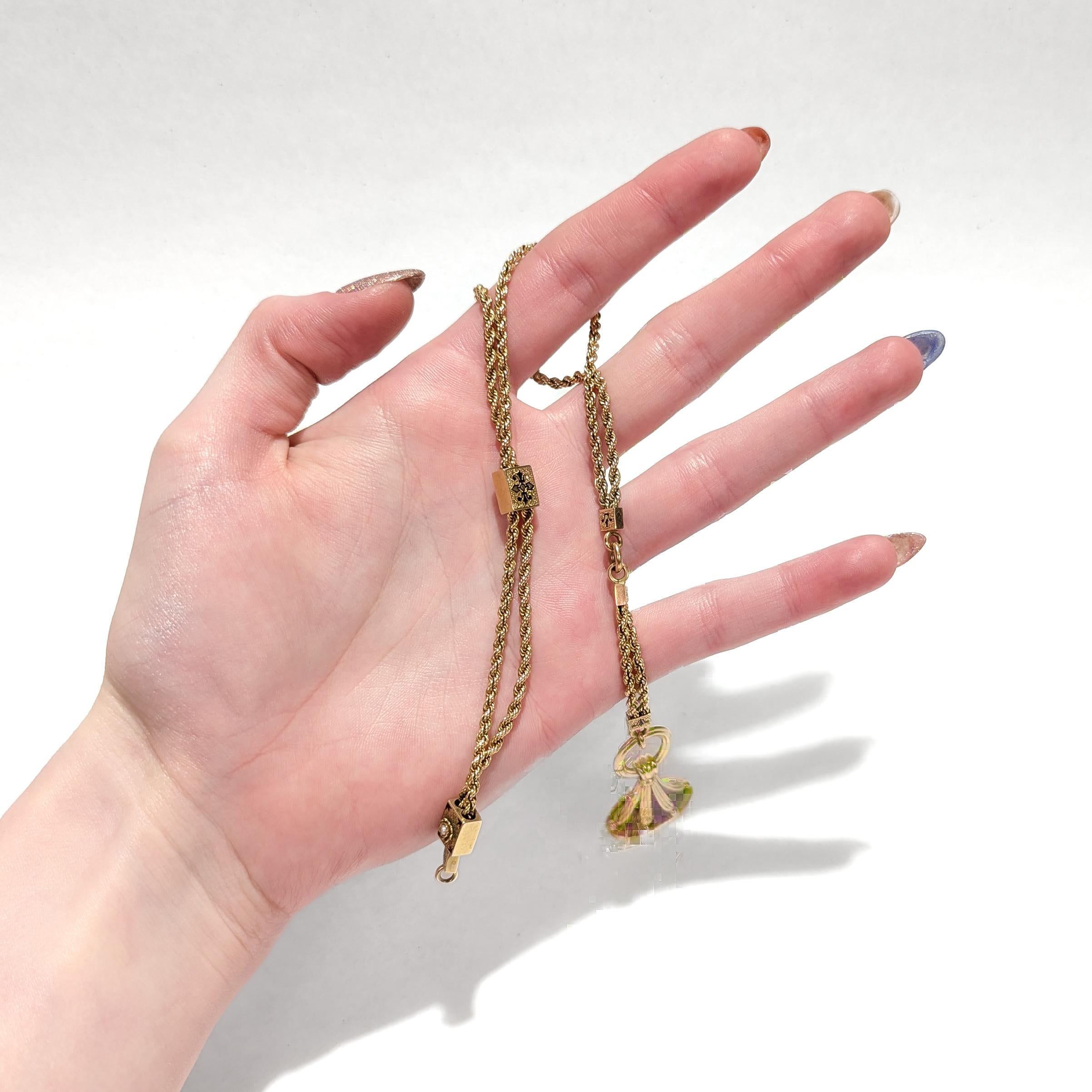 Antike viktorianische Gold- und Emaille-Uhrkette aus Gold mit Schienen und einem Knopfleisteil im Angebot 13