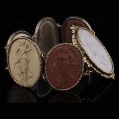Antique Victorian Gold and Silver Lava Stone Cameo Bracelet