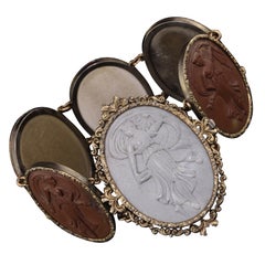 Antique Victorian Gold and Silver Lava Stone Cameo Bracelet