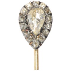Antique Victorian Gold and Silver Rose Cut Diamond Tie Pin, 1870s