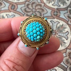 Antique Victorian Gold and Turquoise Memorial Brooch, ca. 1870–1890