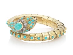 Antique Victorian Gold and Turquoise Snake Wrap Bracelet