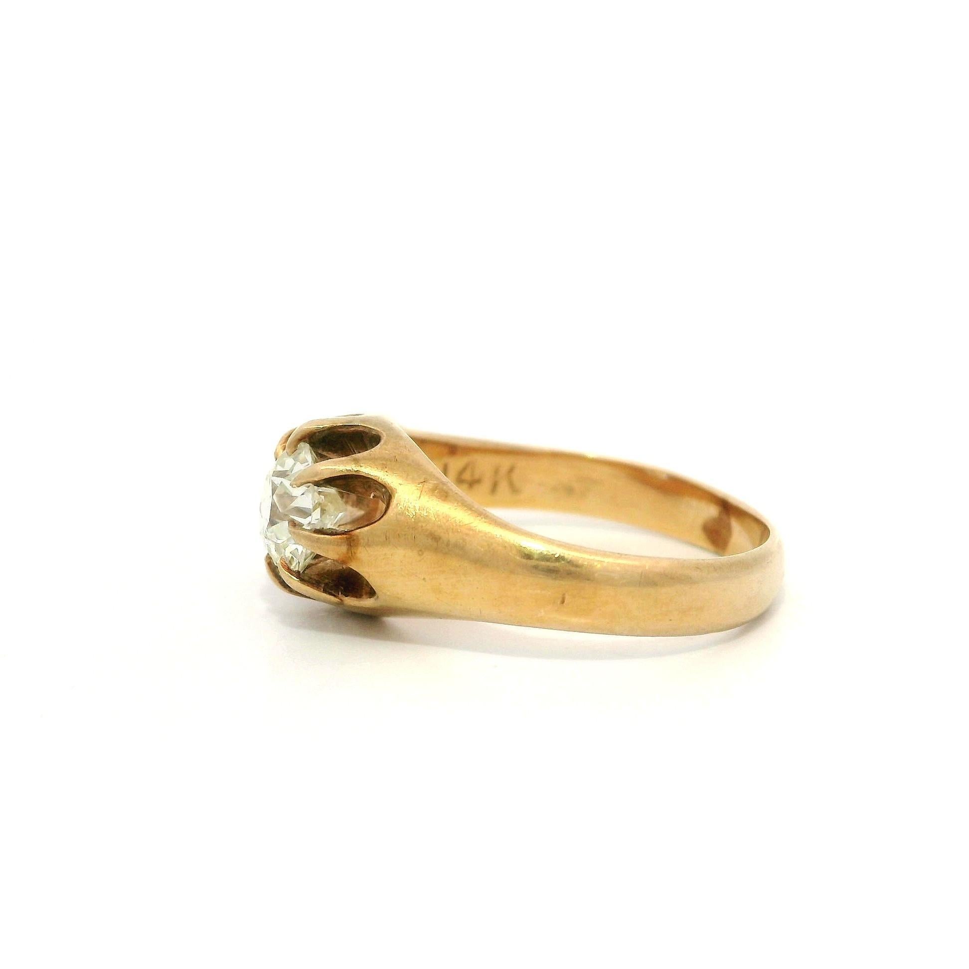 Antico anello vittoriano in oro Belcher Set 0,60ct Diamonds Mine Solitaire Gypsy Ring in vendita 5