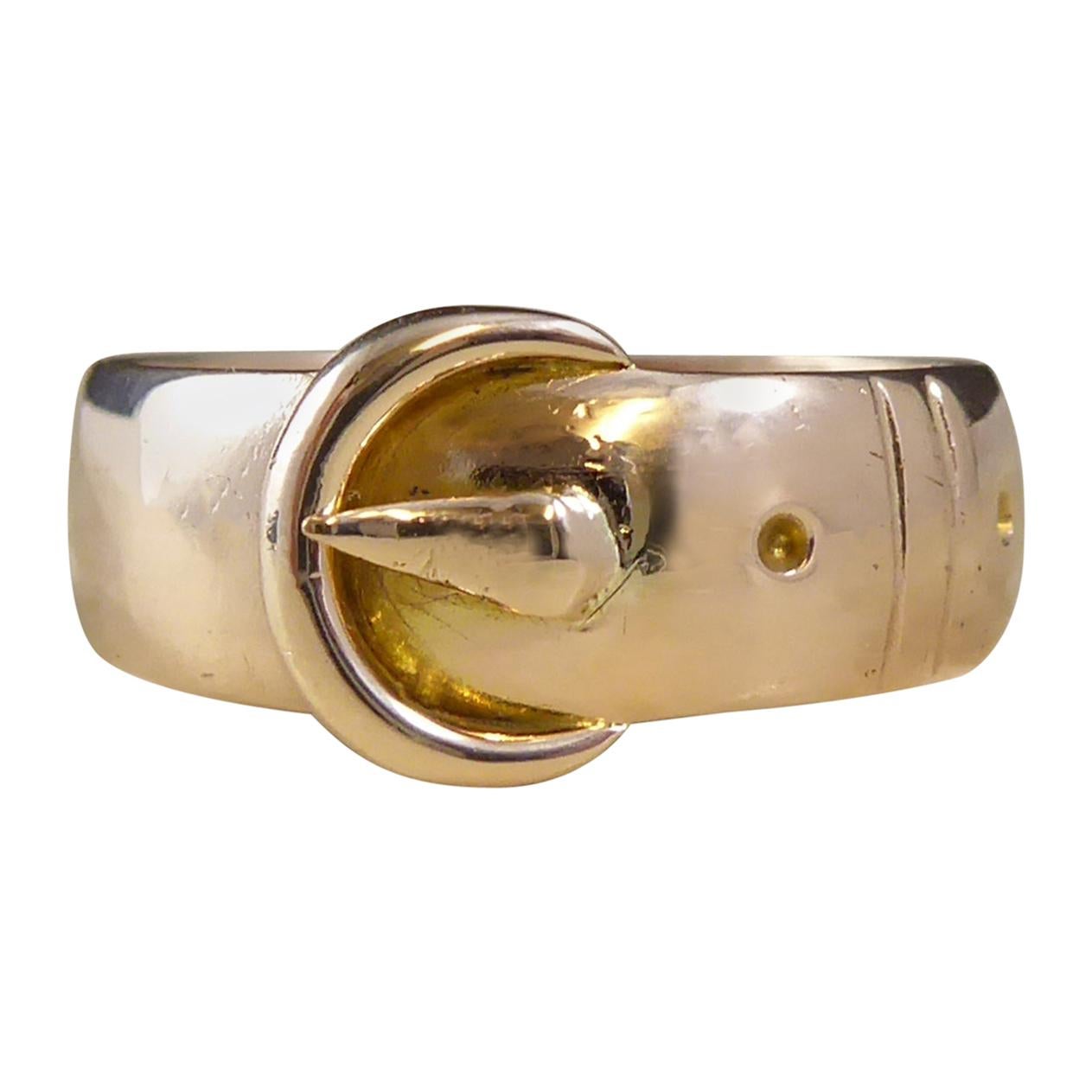 Antique Victorian Gold Buckle Ring, Chester, 1895