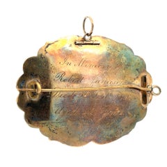 Antique Victorian Gold Cabochon Lapis & Seed Pearl Mourning Pin Brooch Pendant