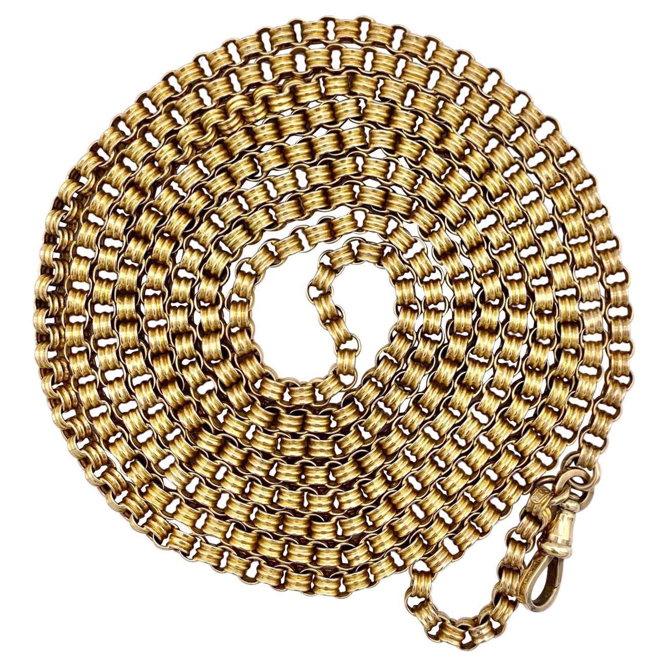 Victorian Gold Chain Longguard Muffchain Necklace For Sale at 1stDibs