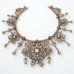 Collana antica in oro vittoriano con diamante di circa 30,00 carati taglio rosa antico