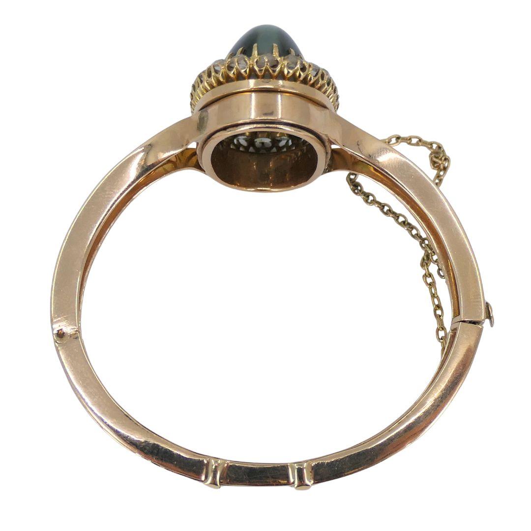 Bracciale antico vittoriano in oro con diamanti a occhio di gatto in vendita 4