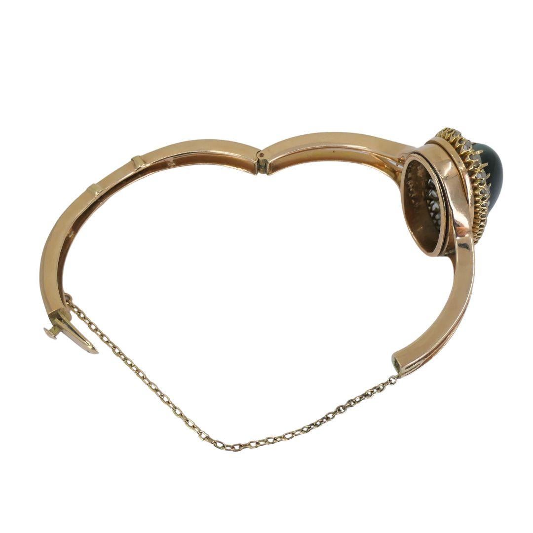 Bracciale antico vittoriano in oro con diamanti a occhio di gatto in vendita 5