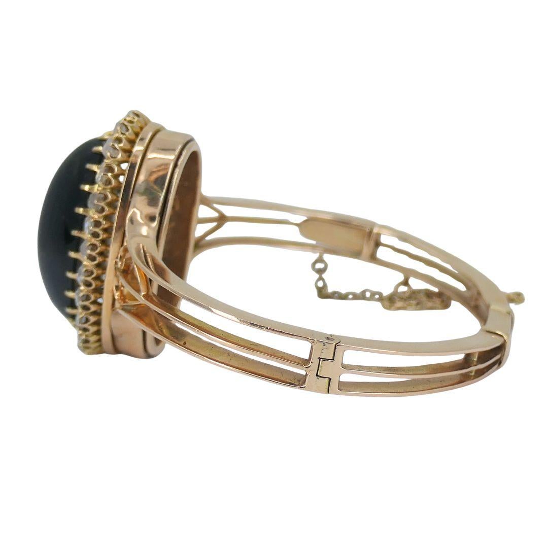 Bracciale antico vittoriano in oro con diamanti a occhio di gatto In condizioni buone in vendita a Beverly Hills, CA
