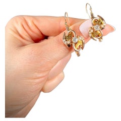 Pendientes Victorianos Antiguos de Oro, Diamantes y Perlas