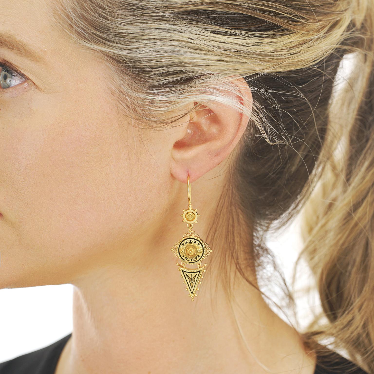 Women's or Men's Antique Victorian Gold Earrings