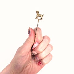 Antique Victorian Gold Figural Bulldog or Box Dog Stickpin