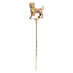 Antique Victorian Gold Figural Bulldog or Box Dog Stickpin
