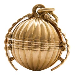 Antike viktorianische Gold Folding Ball Medaillon Anhänger, 19. Jahrhundert
