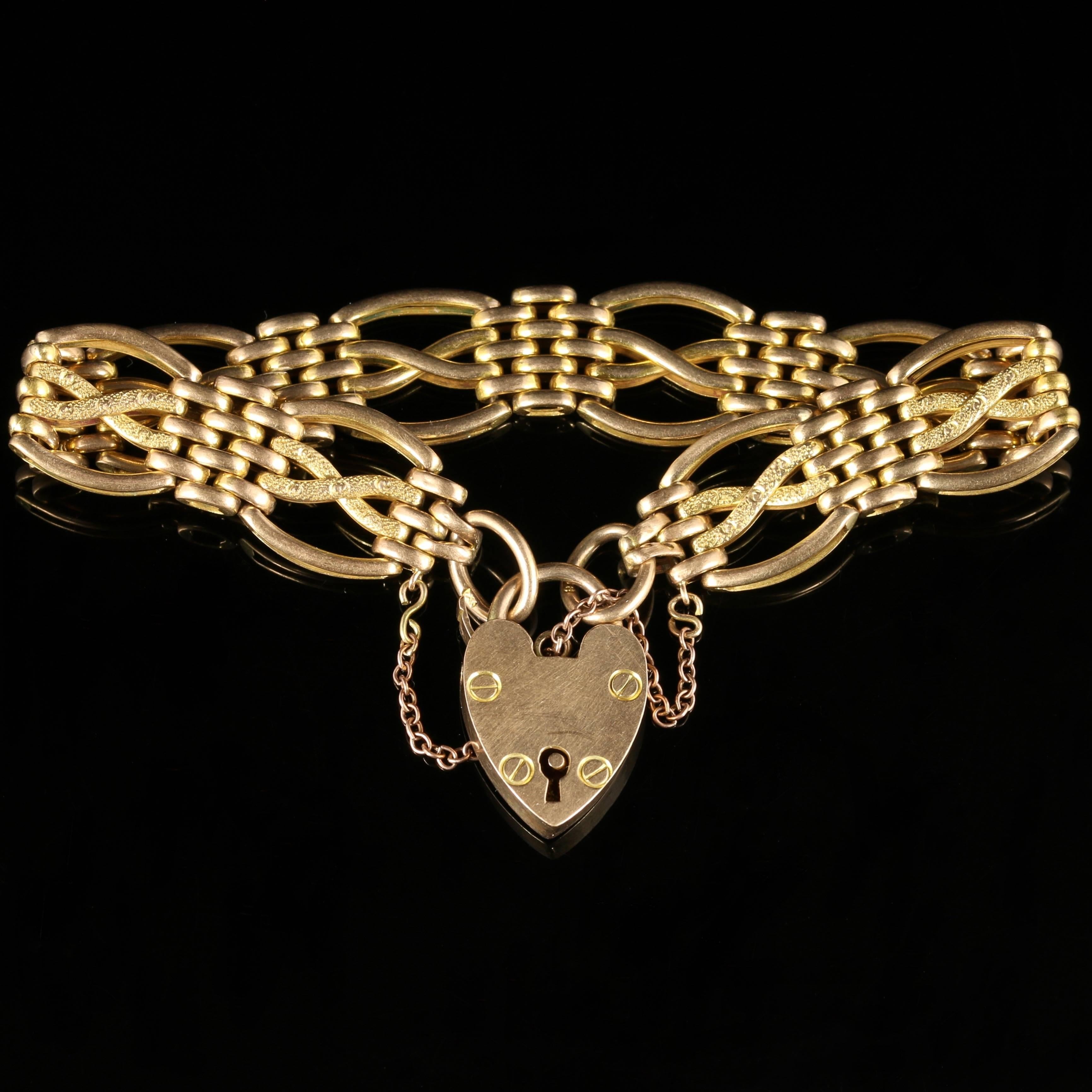 For more details please click continue reading down below...

This fabulous Antique Victorian bracelet is solid 9ct Yellow Gold set with beautiful workmanship all round.

Circa 1900

Each link is set with gorgeous engraving.

Complete with a safety