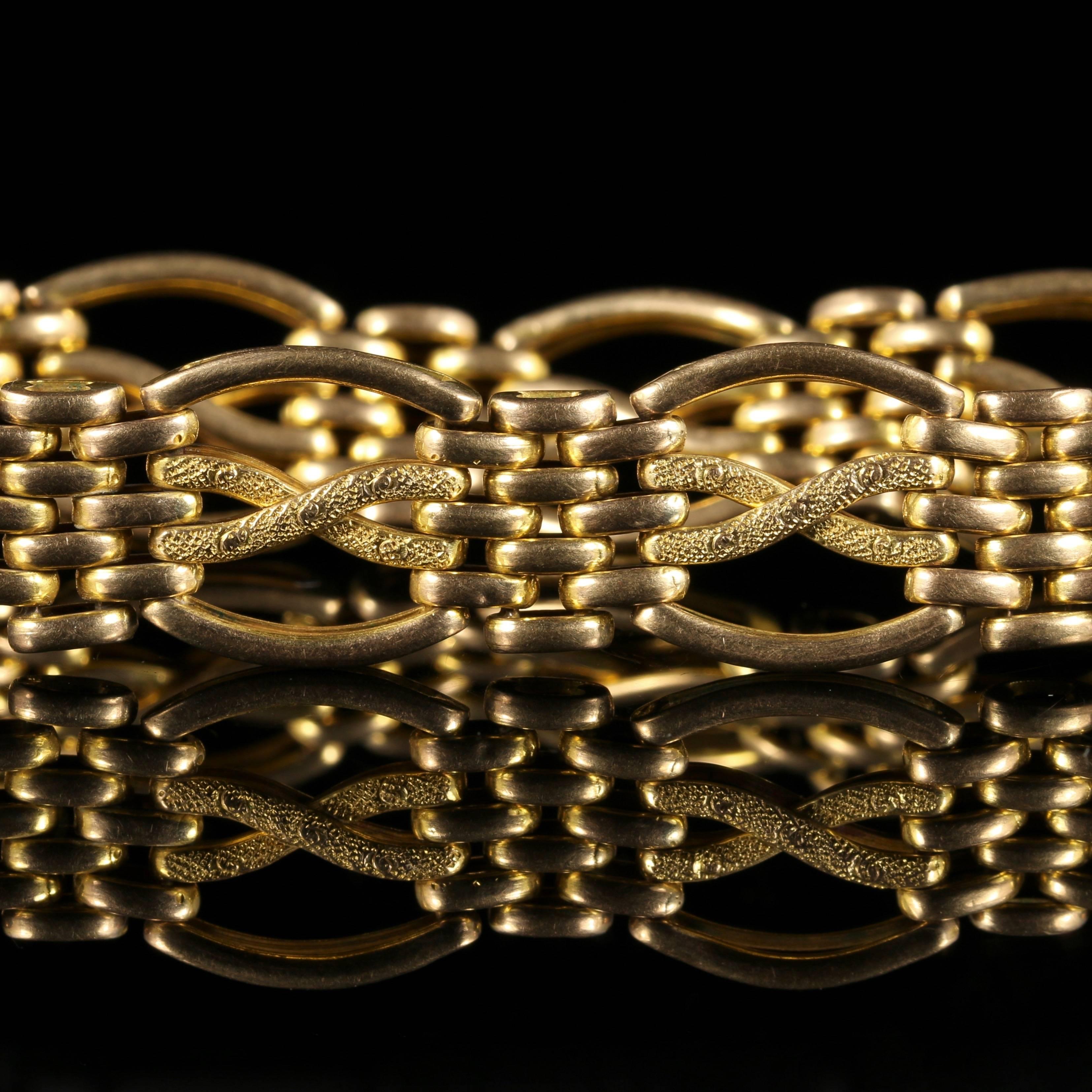 Antique Victorian Gold Gate Bracelet Fancy Links, circa 1900 1