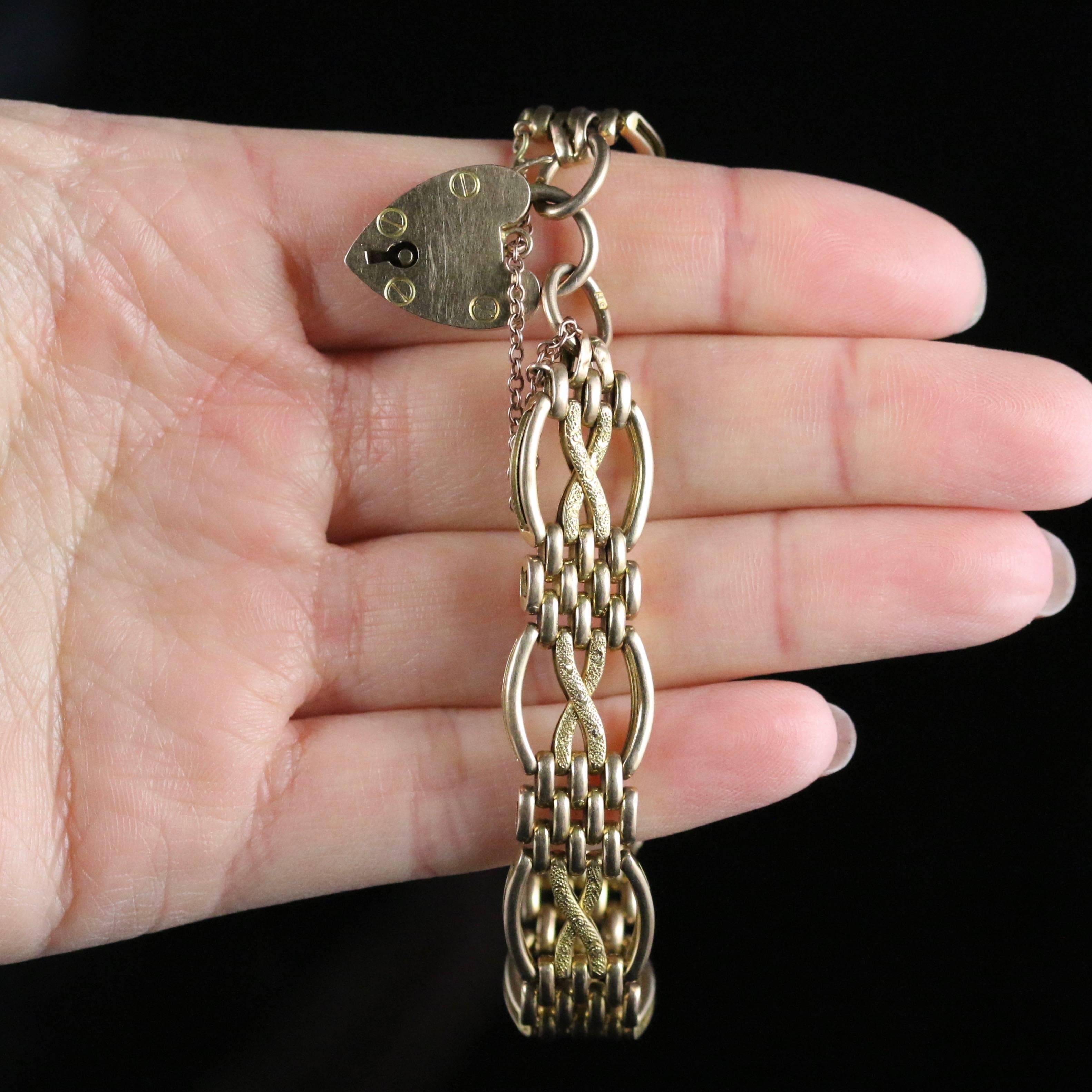 Antique Victorian Gold Gate Bracelet Fancy Links, circa 1900 4
