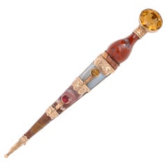 Antique Victorian Gold Gem Scottish Agate Dirk