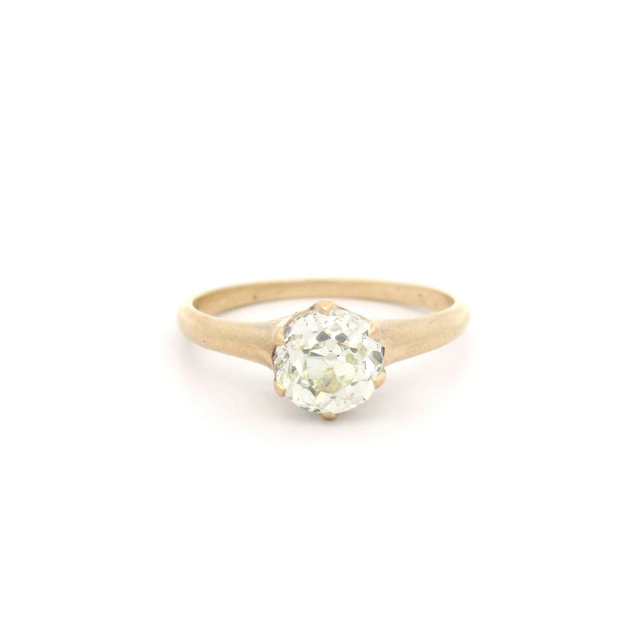 Bague de fiançailles de style victorien ancien solitaire avec diamant européen ancien de 1,03 carat certifié GIA en vente 4