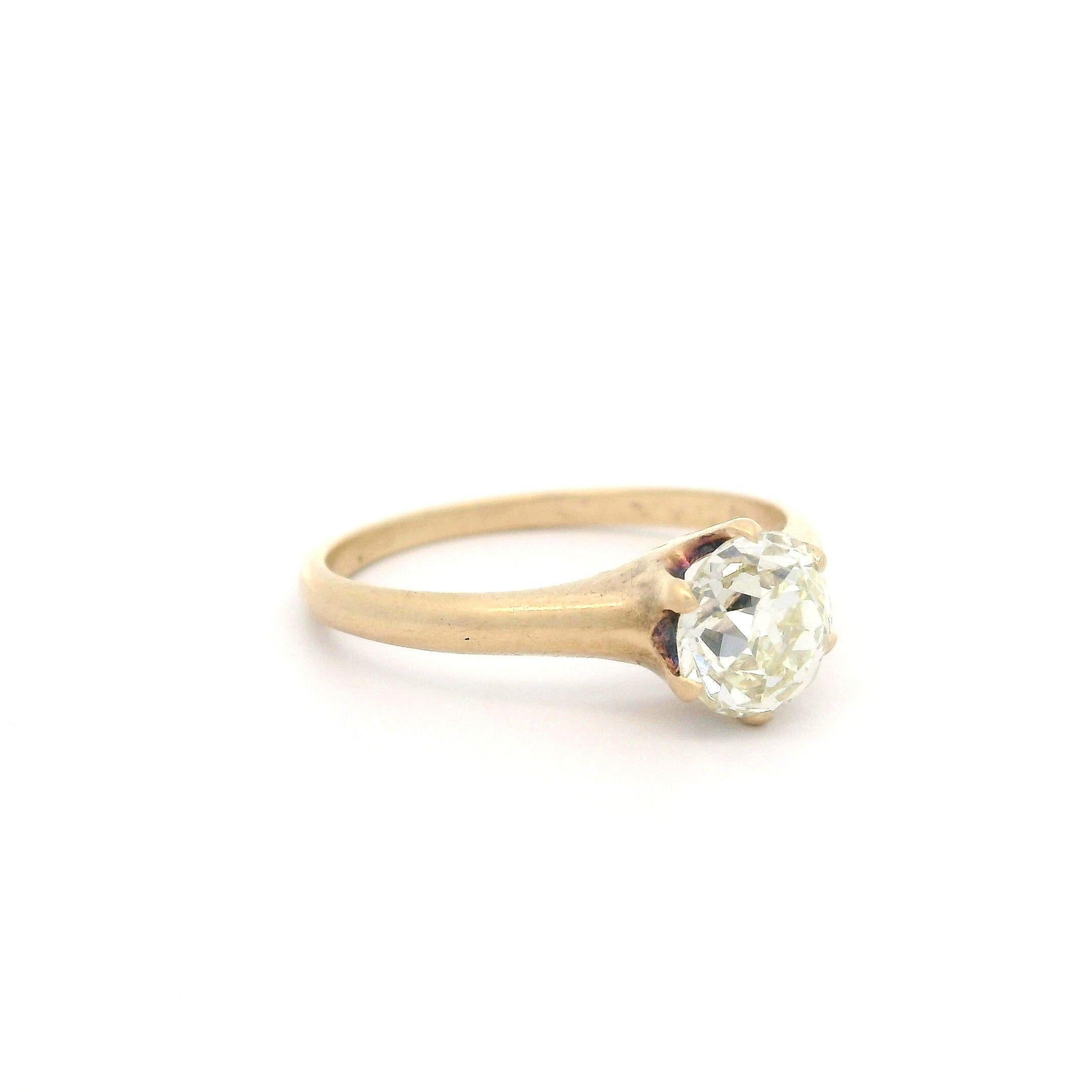 Bague de fiançailles de style victorien ancien solitaire avec diamant européen ancien de 1,03 carat certifié GIA en vente 5