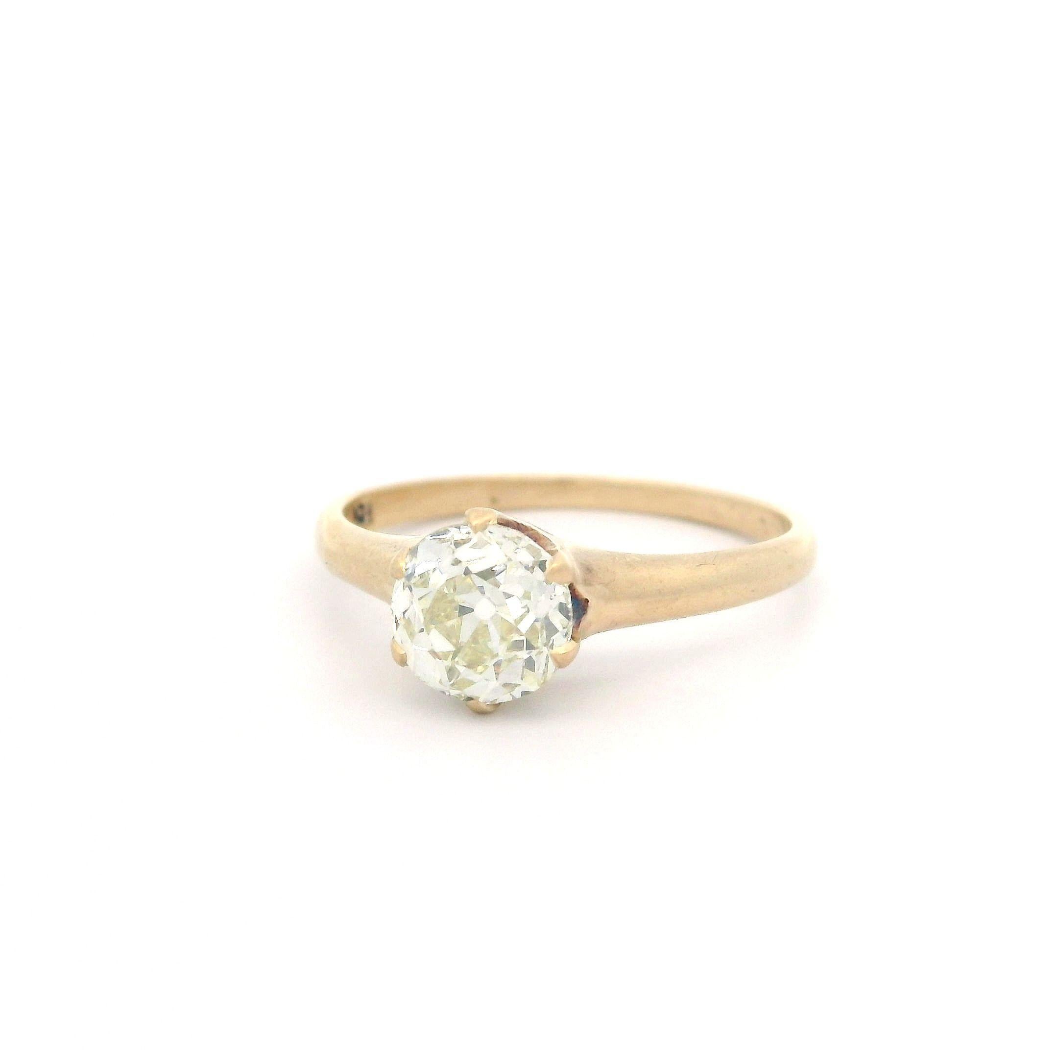 Bague de fiançailles de style victorien ancien solitaire avec diamant européen ancien de 1,03 carat certifié GIA en vente 6