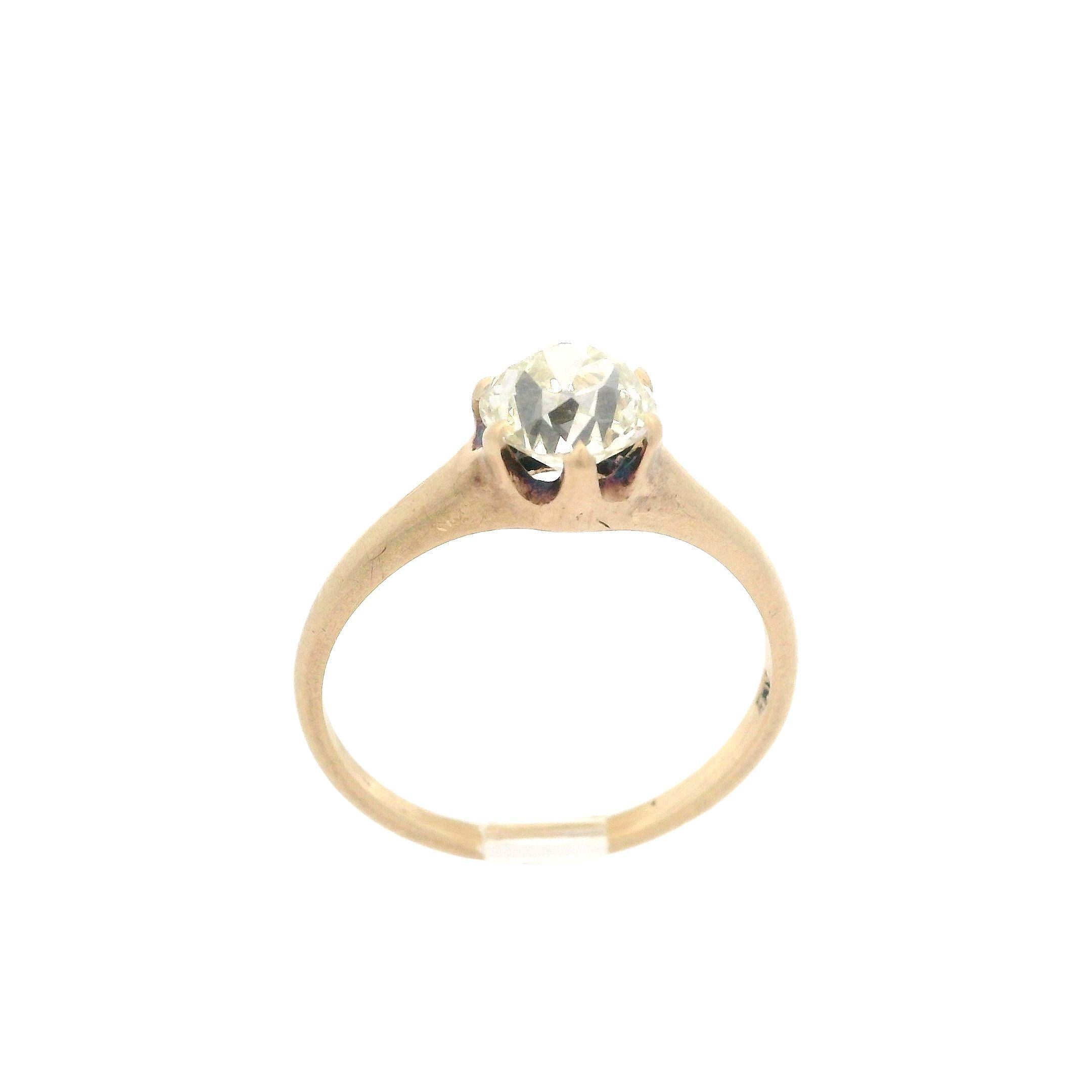 Victorien Bague de fiançailles de style victorien ancien solitaire avec diamant européen ancien de 1,03 carat certifié GIA en vente