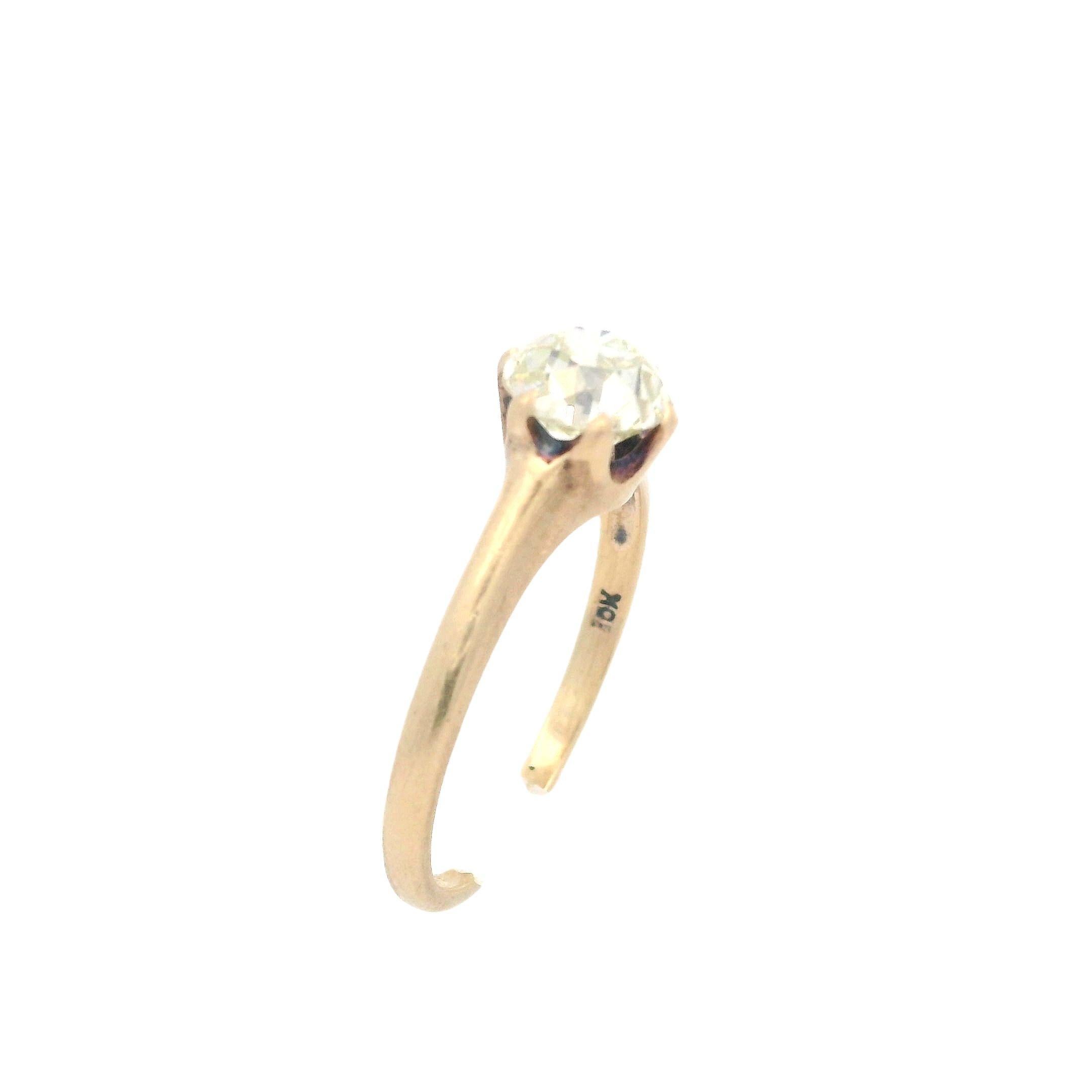 Taille vieille Europe Bague de fiançailles de style victorien ancien solitaire avec diamant européen ancien de 1,03 carat certifié GIA en vente