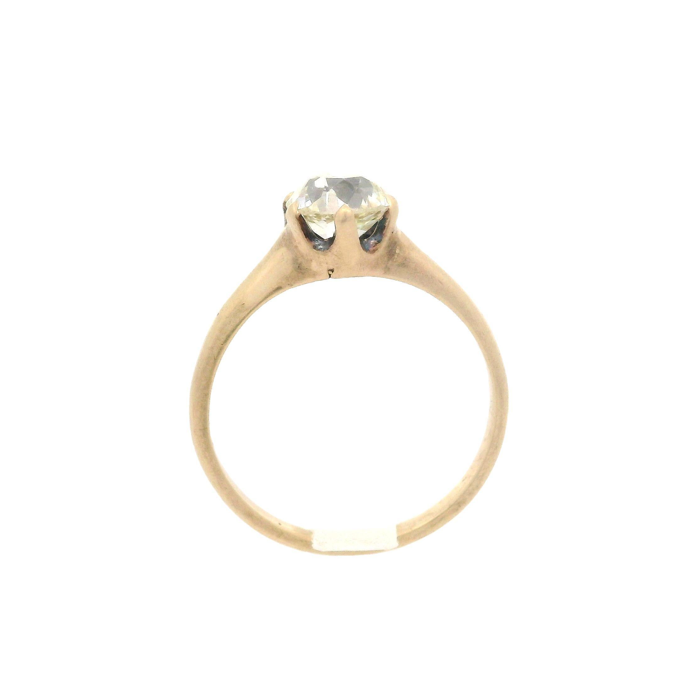 Bague de fiançailles de style victorien ancien solitaire avec diamant européen ancien de 1,03 carat certifié GIA Bon état - En vente à Montclair, NJ