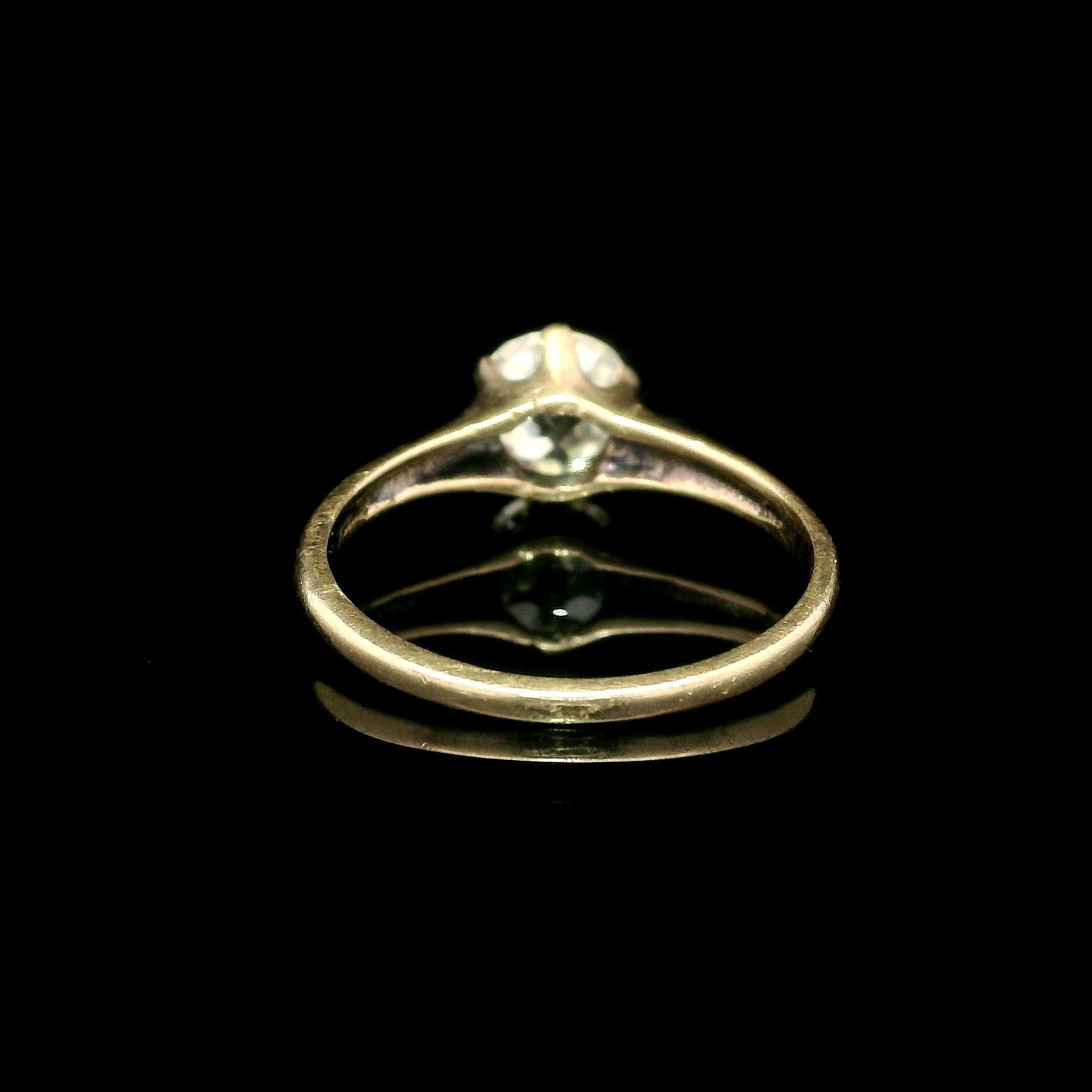 Bague de fiançailles de style victorien ancien solitaire avec diamant européen ancien de 1,03 carat certifié GIA en vente 3