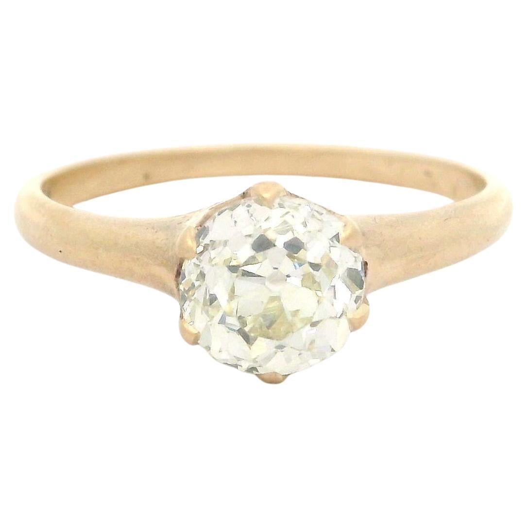 Antique Victorian Gold GIA 1.03ct Old European Diamond Solitaire Engagement Ring