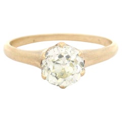 Antiker viktorianischer Verlobungsring, Gold GIA 1,03 Karat alter europäischer Diamant Solitär