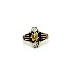 Antique Victorian Gold GIA .99ctw Fancy Intense Yellow Old Mine Cut Diamond Ring