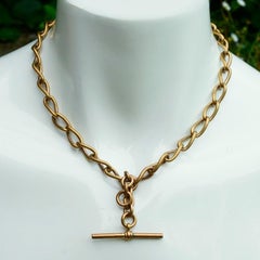 Antique Victorian Gold Gilt Metal Albert Watch Chain with T Bar
