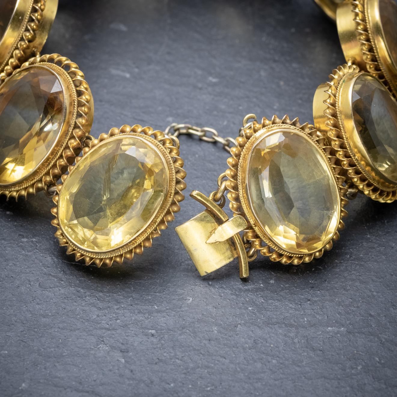 Antique Victorian Gold Gilt on Silver Citrine Bracelet For Sale 1
