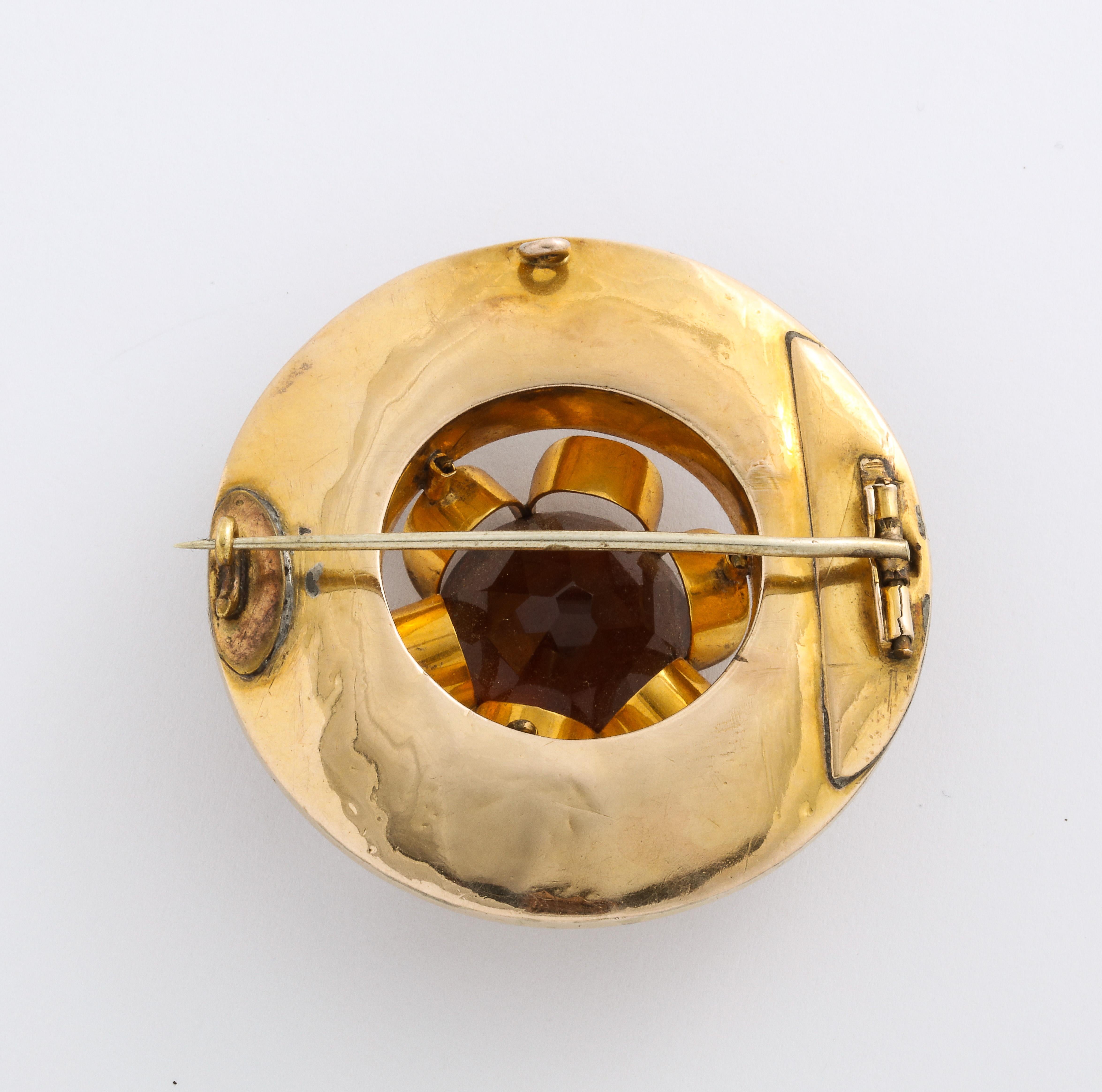 High Victorian Antique Victorian Gold Greek Key Scottish Brooch For Sale