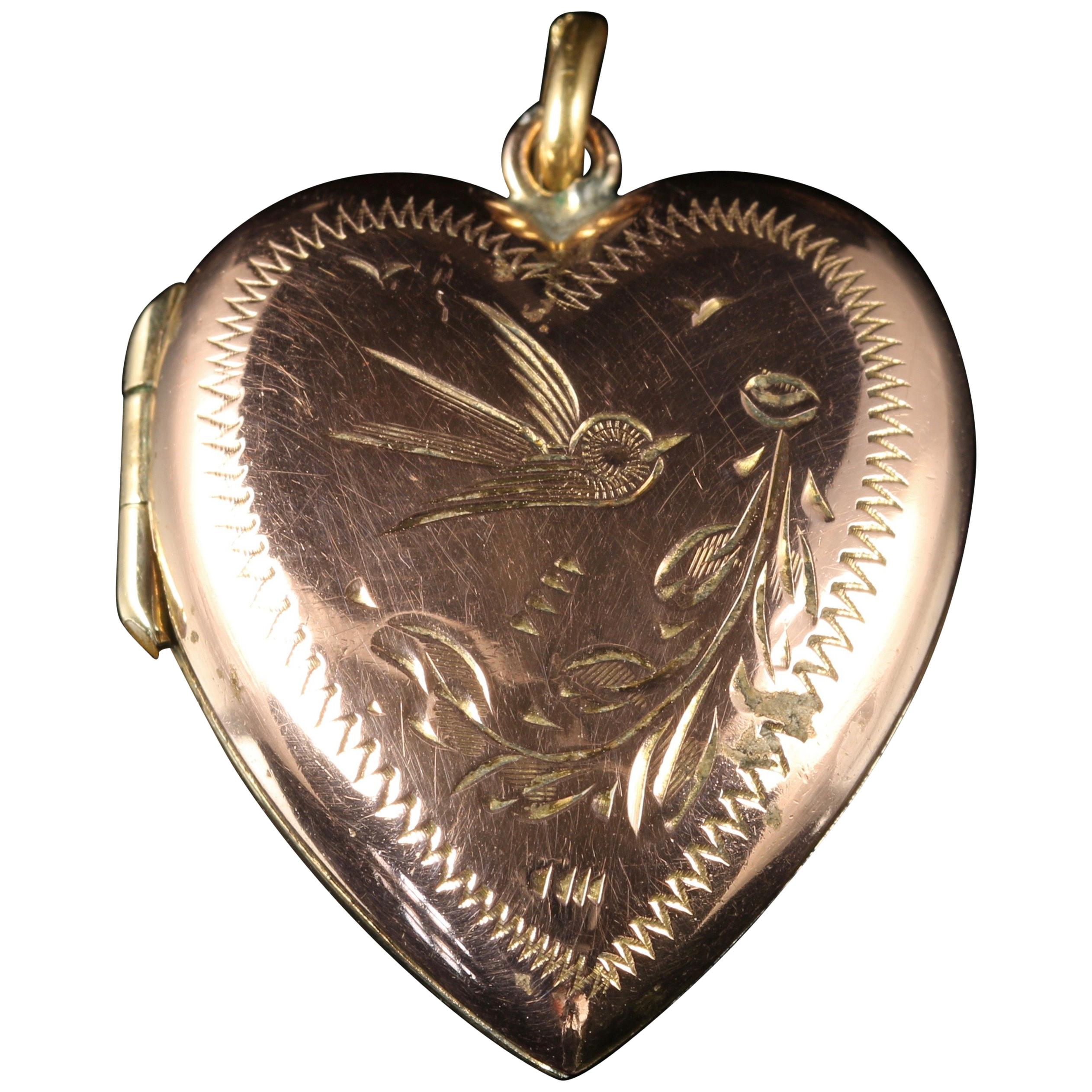 Antique Victorian Gold Heart Locket, circa 1880