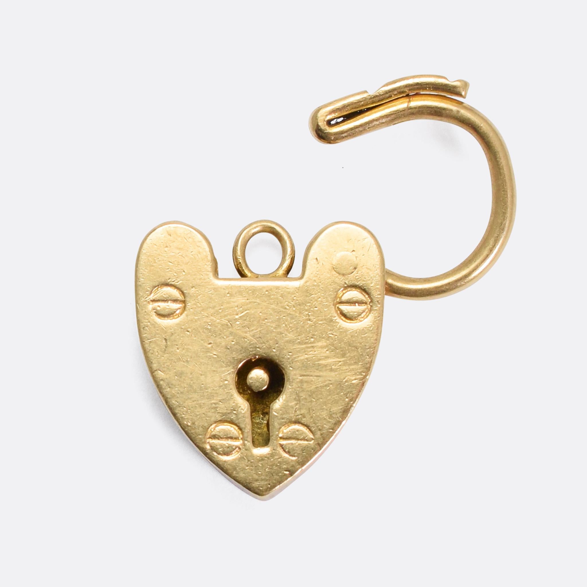Late Victorian Antique Victorian Gold Heart Padlock