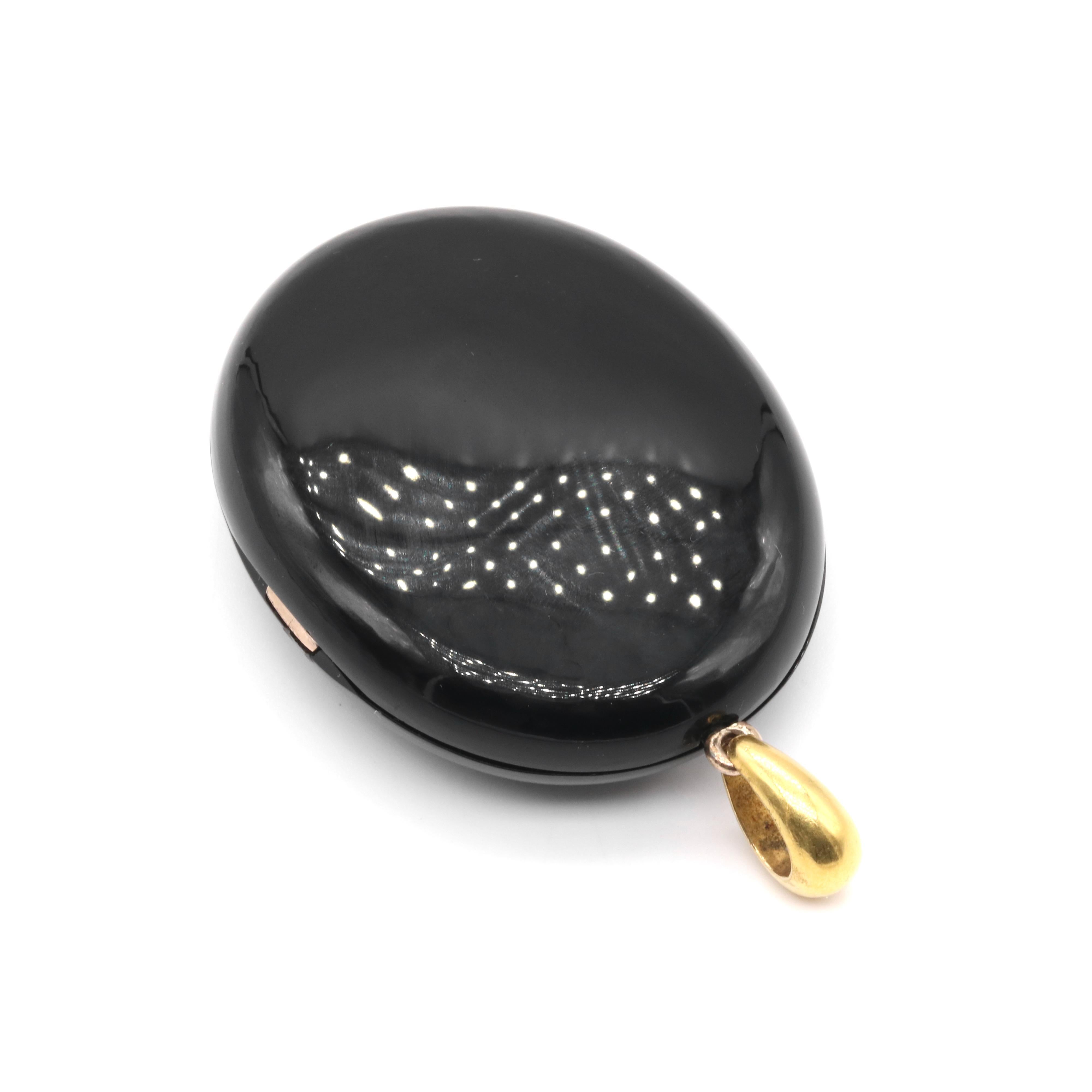 Women's or Men's Antique Victorian Gold Large Oval Pearl Lily of the Valley Mourning Locket