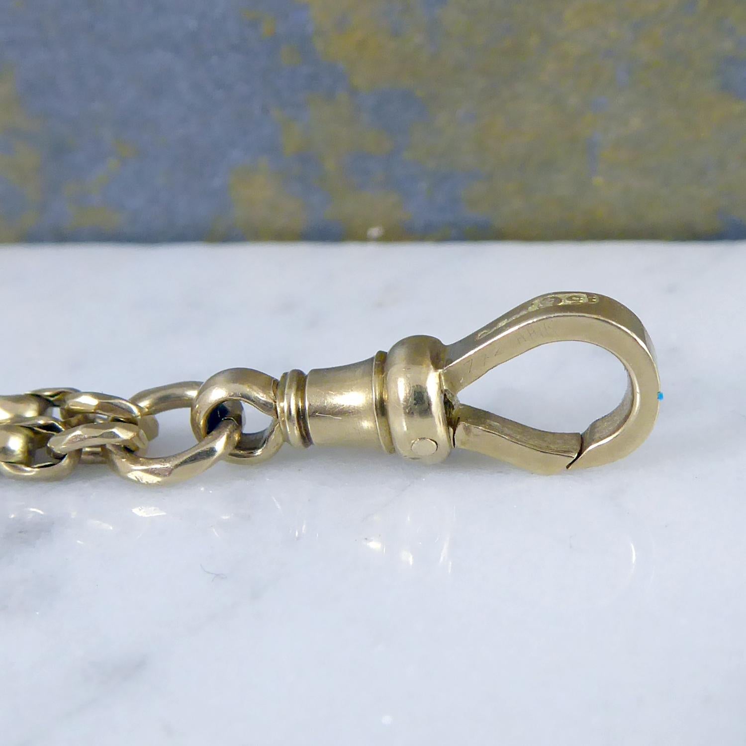 Antique Victorian Gold Long Chain, Oval Faceted Belcher Link Design In Good Condition In Yorkshire, West Yorkshire