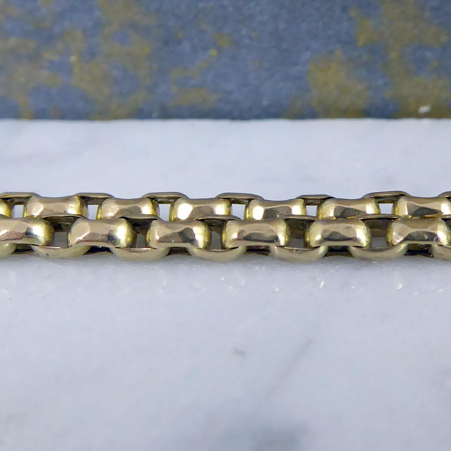 Women's Antique Victorian Gold Long Chain, Oval Faceted Belcher Link Design
