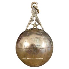 Antique Victorian Gold Masonic Globe and Compass Folding Fob Pendant