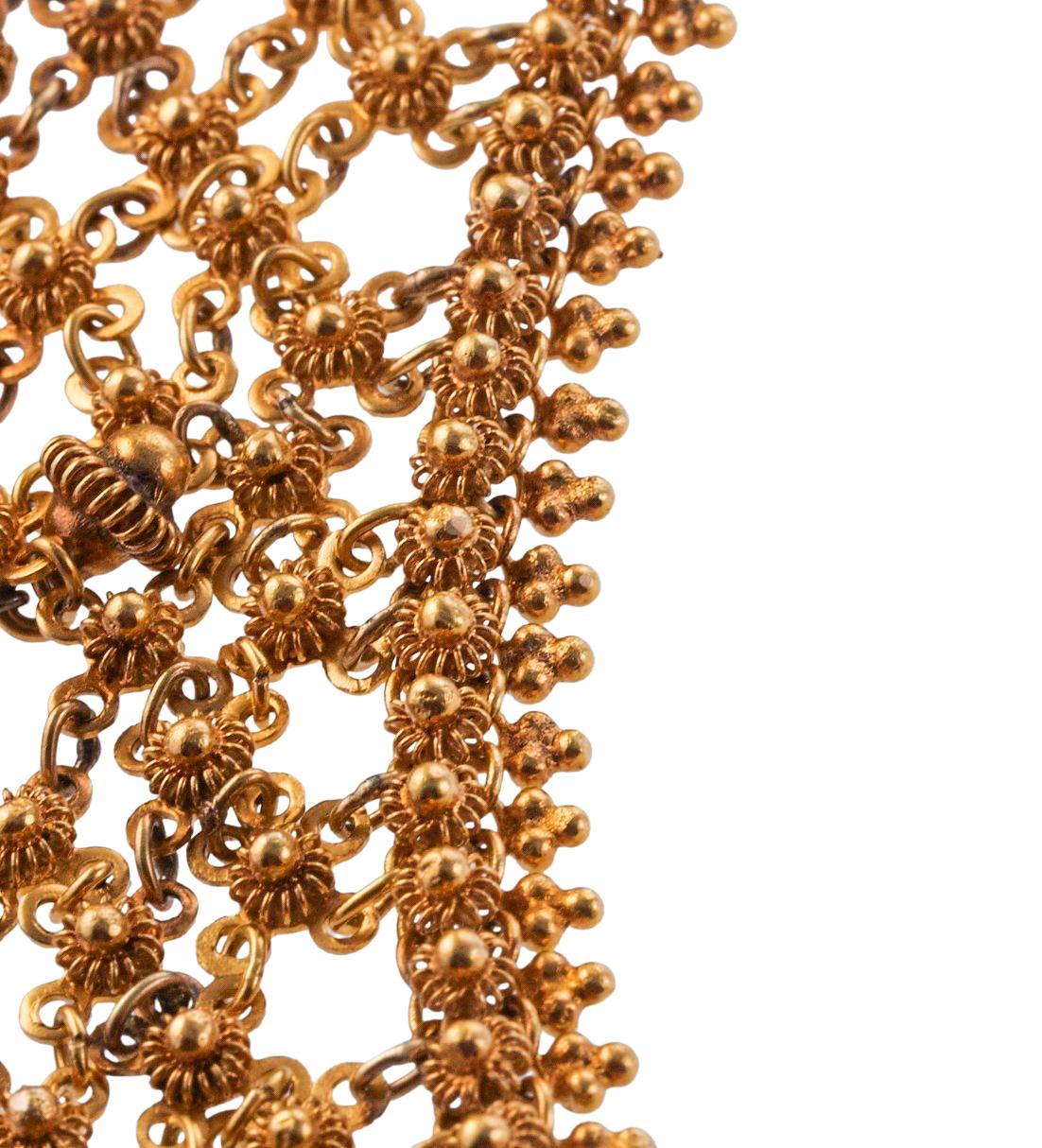 Women's Antique Victorian Gold Mesh Bib Necklace