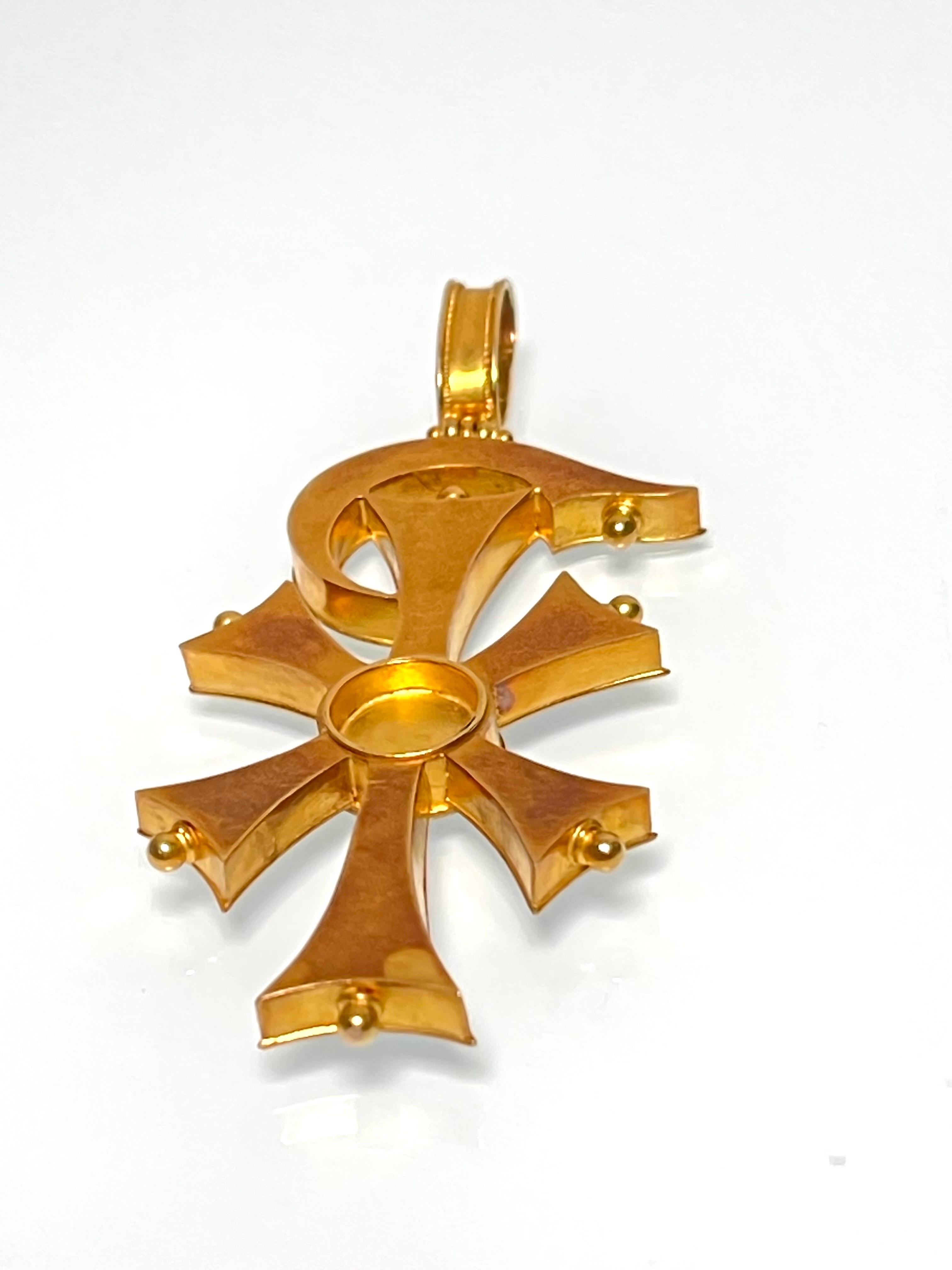 Antique Victorian Gold Micro Mosaic Cross Pendant C 1860 For Sale 3