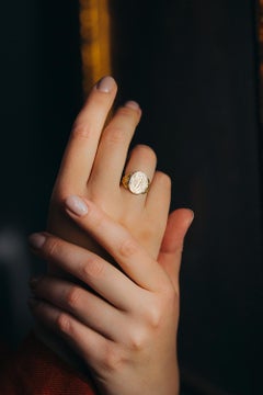 Antique Victorian Gold Monogram Ring, Antique 14k Gold Mermaid Signet Ring 1800s