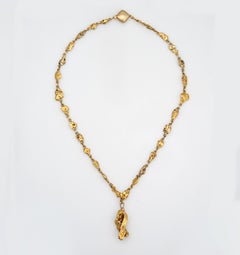 Antique Victorian Gold Nugget Necklace 18" Chain Drop Fine Vintage Jewelry