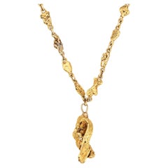 Antike viktorianische Gold Nugget-Halskette 18" Kette Tropfen feiner Vintage-Schmuck