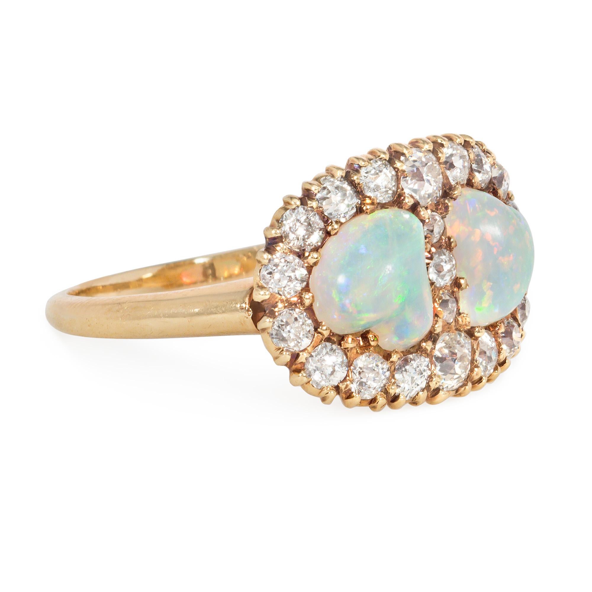 An antique late Victorian period gold, diamond, and opal 
